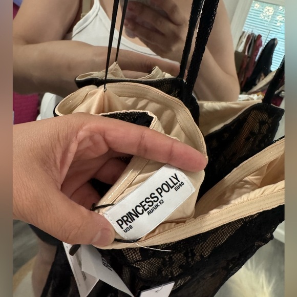 BNWT Princess Polly DELAMERE LACE MINI DRESS BLACK - Picture 9 of 10